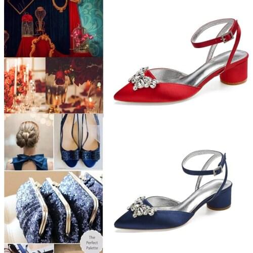 Womens Ankle Strap Pointed Toe Round Heel Pumps Black Color Office Shoes