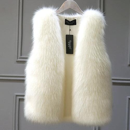 2021 Women New Autumn Winter Korean Faux Fur Sleeveless Coats Female Faux Fox Fur Waistcoat Ladies Thicken Warm Slim Vest R418