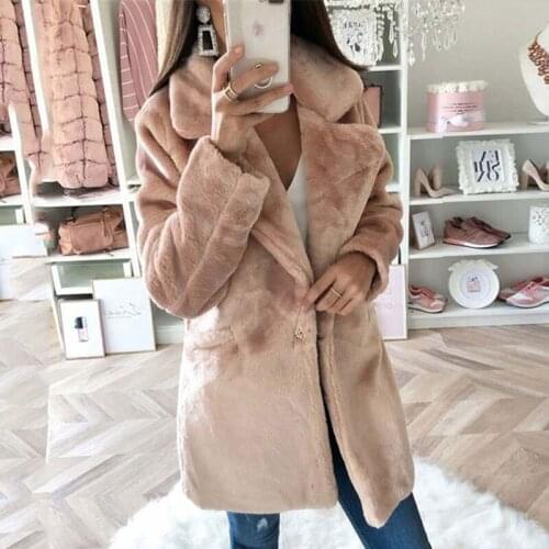 Fad Autumn Long Winter Coat Women Faux Fur Coat Female Jacket Long Sleeve Warm Thick Long Coats And Jackets Women