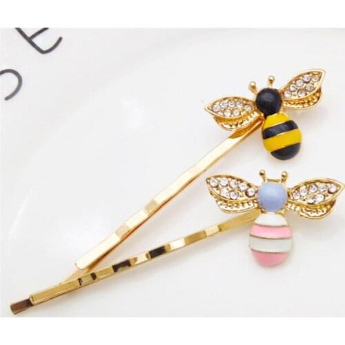 1PC Hair Clip Cute Bee Rhinestone Alloy Hairgrip Girls Lovely Hairpin Headwear For Children Daily Life Hair Accessories