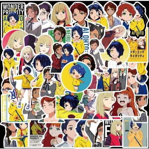 10/50pcs Waterproof Anime WONDER EGG PRIORITY Stickers for Guitar Luggage Aesthetic Phone Skateboard gift Stickers Chidren Toy