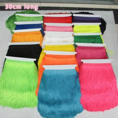 10Yard/Pack 30CM Polyester Tassel Fringe 15 Color Lace Trimming For Diy Latin Dress Stage Clothes Fabric Accessories