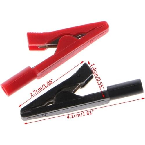 2 Pcs Insulated Alligator Clip 2mm Banana Female Adapter Meter Test Probe Black Red