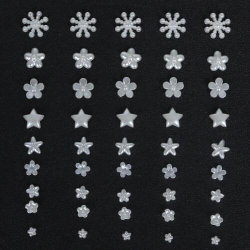 20-200pcs/bag Flower Bow Tie Stars Flat Back Cabochon Imitation Plastic ABS Pearl For Garment Making Craft Home Phone Decoration