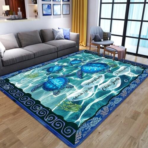 3D Ocean Sea Turtle Pattern carpets Children Room Play Mats Bedside sofa area Rug Soft Flannel Carpet for Home Living Room decor