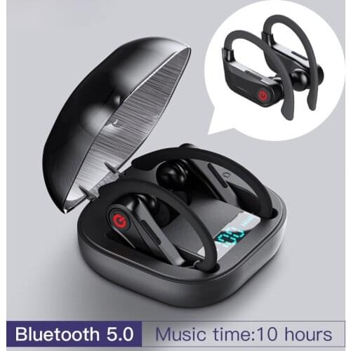 TWS Bluetooth 5.0 Wireless Earphones 6D Stereo Sports ear hook Headphones Waterproof Earbuds Power Display Q62