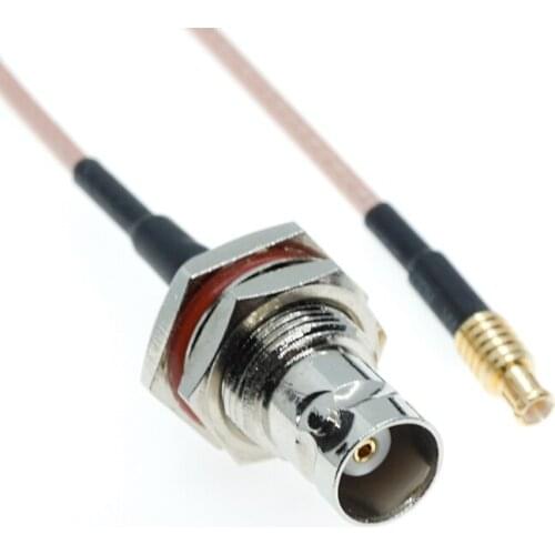 BNC female nut bulkhead to MCX Male crimp lot pigtail jumper coax RG316 RF cable