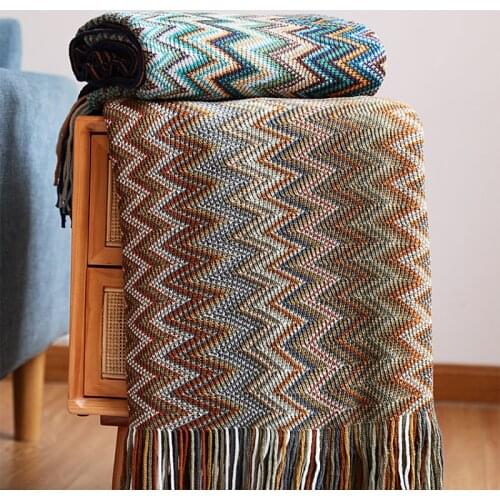 Bohemian Knitted Blankets Sofa Throw Blankets With Tassels Colorful Bedspread Nap Air Condition Blankets Nordic Home Decorative