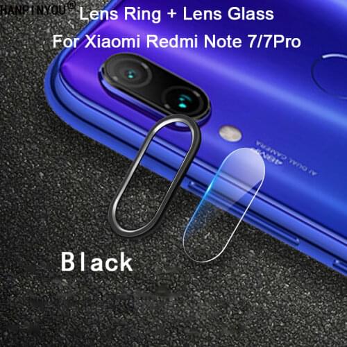 For Xiaomi Redmi Note 7 K20 Mi 9 SE 9T Pro A3 Camera Metal Circle Ring Bumper Case Cover + Lens Tempered Glass Protector Film