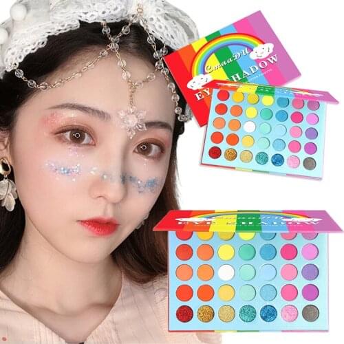 CmaaDU 35 Color Rainbow Matte Eyeshadow Sequin Metallic Waterproof Shimmer Glitter Eye Shadow Palette Long Lasting Makeup TSLM2