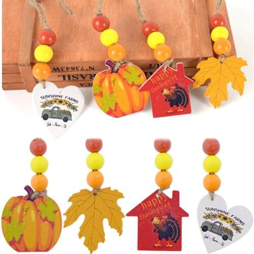 Thanksgiving Wooden Pendant Fall Pumpkin Maple Leaf Hanging Sign Wood Craft For Happy Thanksgiving Halloween Party Home Ornament