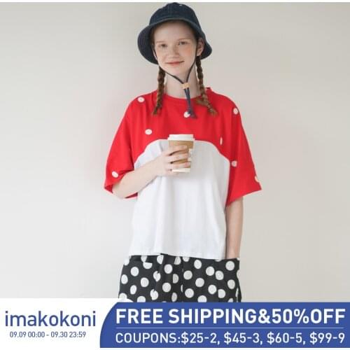 Polka dot color t-shirt female loose original Japanese large size imakokoni short sleeve 2019 compassionate top 192651