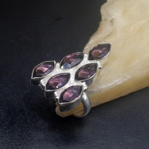 Gemstonefactory Jewelry Big Promotion Single Unique 925 Silver Genuine Purple Amethyst Women Men Gifts Rings 7# 20212688