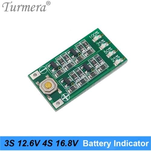 Turmera 18650 Battery indicator 3S 12.6V 4S 16.8V Lithium Battery Capacity Module for Shurik Screwdriver Battery 10.8V 14.4V