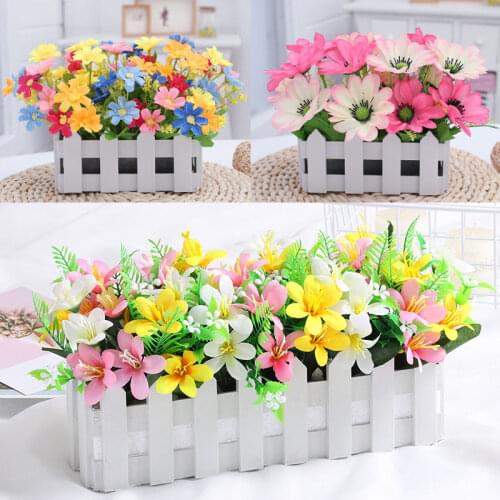 Fake Flower Potted Decoration Fence Flower Pot Simulation Flower Set Living Room Holiday Decoration Interior Decoration Plastic