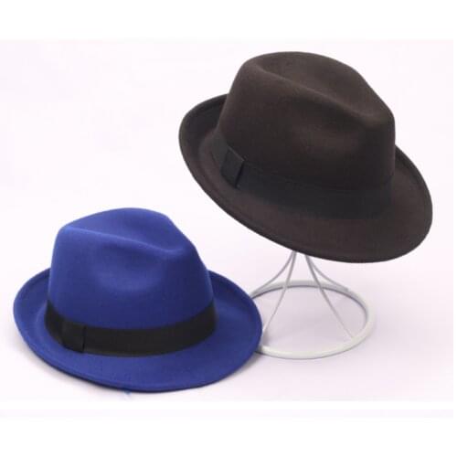 9Colours Jazz Caps Gentleman Hats Imitation Woolen Women Men Ladies Fedoras Top Hat European American Round Caps Bowler Hats