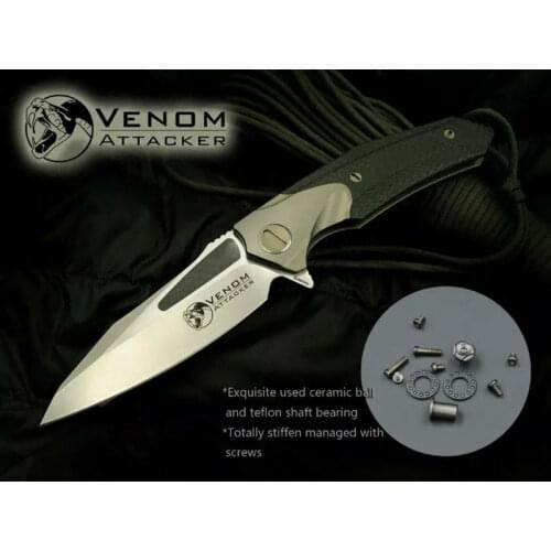 Kevin John Venom Knife ATTACKER M390 Blade Titanium Carbon Fiber Handle Survival Outdoor Hunting Gift Collection Knives
