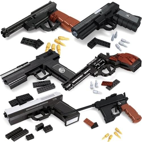 KEYAMI Military Series Rifle Gun Revolver K98 MP5 QBZ95 M4 Desert Eagle Weapon Pistol Machine Can Shoot Bullet Bricks Toys gun