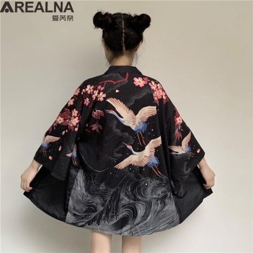 Crane&Floral Print Anime Kimono Beach Girls Cosplay Dress Shirts Korean Women Japanese Kimono Traditional Clothing Haori Yukata