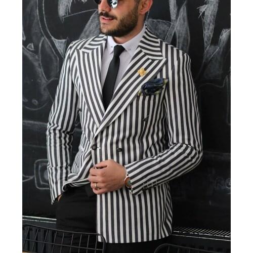 Black White Check Mens Two Piece Suit Plus Size Classic Plaid Groom Men Business Suits Tailored Fit Prom Party Wedding Tuxedos