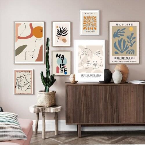 Drawing Line Plant Leaves Trendy Abstract Canvas Painting Matisse Wall Art HD Posters and Prints for Living Room Home Decoration