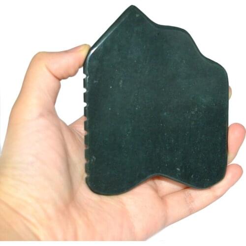 Big Size Nephrite Jade PolygonGuasha Massager, Back Gua Sha Tools with Comb for Body Care