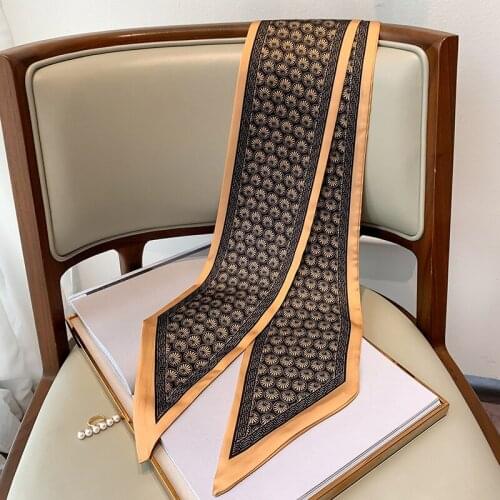 New Aesthetic Fashion printing long silk scarf female Literary Party travel hair decorative headband tie wriststrap bag