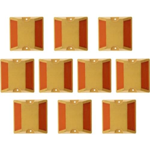 NEW Commercial Road Highway Pavement Marker Reflector - Two Side, Yellow, 10Pcs