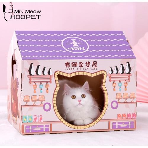 Hoopet Corrugated Papper Cats House Milk Bed For Cats Breathable Cat Scratcher Nest Scratch Pad Cardboard For Cat Sleeping Bed