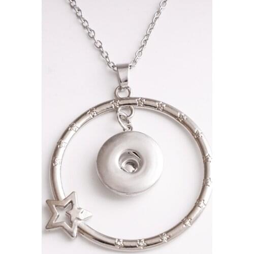 Five-pointed star 18mm snap button Necklace jewelry NC6510