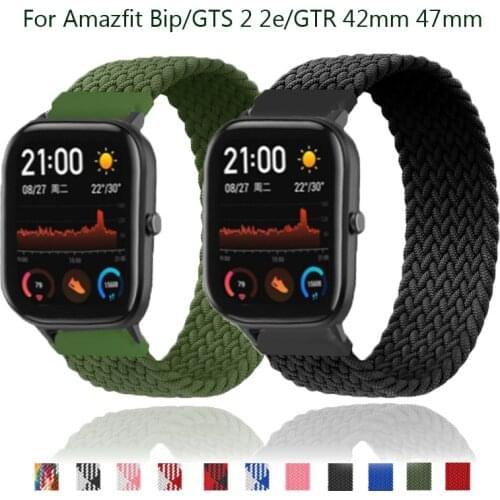 20mm/22mm Watch Strap Nylon Elastic Band For Amazfit GTS 2 2e/Bip Lite Bracelet GTR 42mm 47mm Stratos 2 solo loop Elastic Band
