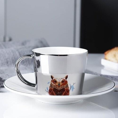 2020 Creative Leopard Anamorphic Cup Mirror Sliver Reflection Cup Zebra Mug Coffee Tea Set With Coaster bottle 90ml/220ml