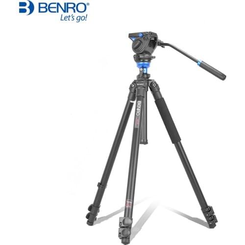 Benro A2573FS4 Video Tripod Professional Auminium Camera Stand S4 Video Head QR6 Plate BS03 Pan Bar Handle Carrying Bag