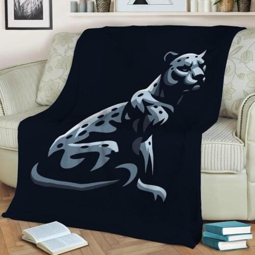 Blue jaguar vector art2 Flannel Throw Blanket 3D Printed Keep Warm Sofa Child Blanket Home Decor Textiles Dream Family Gift