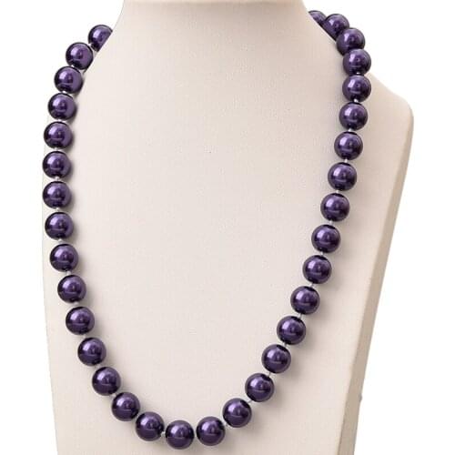 Unique Style Purple Pearls beads 10mm Size For DIY Knotted Imitation Shell Pearls Necklace 18inch Making Jewel Ladies Gifts H841