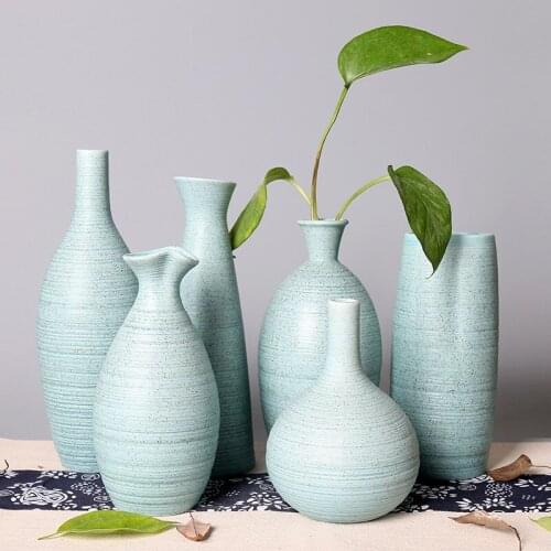1PCS Blue Vase Ceramic Vase Home Decoration Accessories Dry Flower Modern Minimalist Literary Vases for Flowers