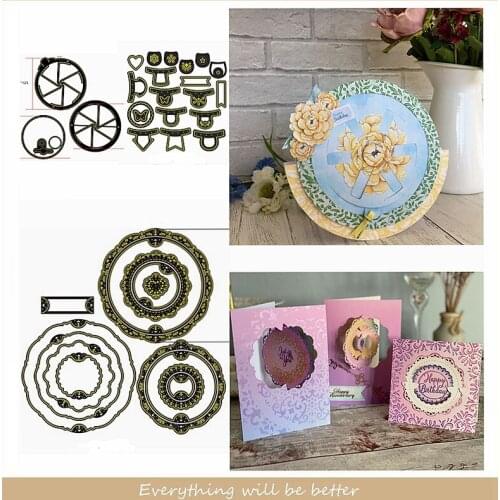 Magic Window Flower Lace Spin Gear Layered Round Adornment Metal Cutting Dies Decorate Cards Embossing Paper New Stencils 2020