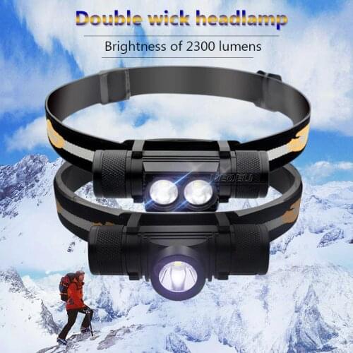 MINI headlamp LED cree head light XML L2 18650 usb charge waterproof led headlight 6 mode head lamp flashlight rechargeable
