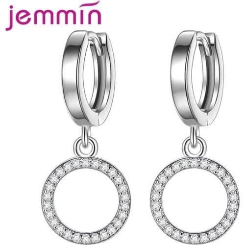 New Classical Style Silver Jewelry Accessory Women 925 Sterling Silver Round Cubic Zirconia Drop Earrings for Anniversary Party