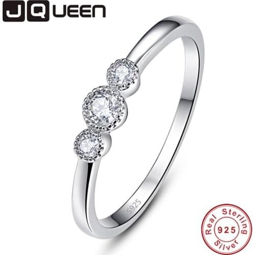 JQUEEN White Zircon Rings For Women Silver Ring 925 Jewelry Pave Setting Crystal Jewelry Bijoux Femme