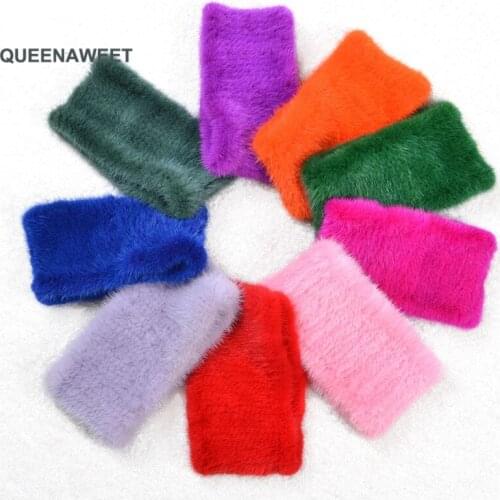 Winter fur headbands for women Knitted natural mink fur scarf thick warm women fur scarves Scarves Female Hair Bands Headbands