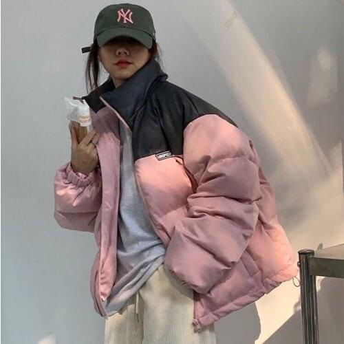 2021 Winter Thick Cotton Women Padded Jacket Loose Coat Student Short Stand-Up Collar Clothing