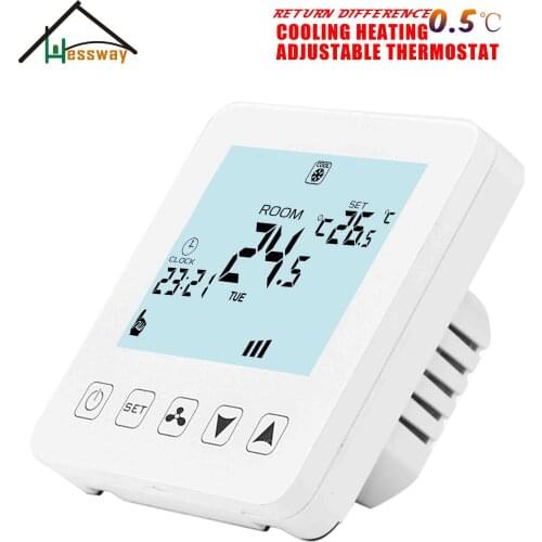 2p 4p EU HESSWAY fan coil thermostat switch with Touch screen