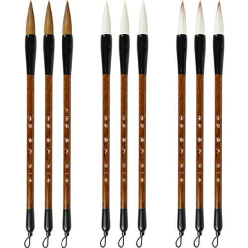 3pcs Chinese Landscape Ink Painting Woolen Hair Brush Pens Wolf Hair Calligraphy Pen Set Chinese Calligraphy Writing Brushes