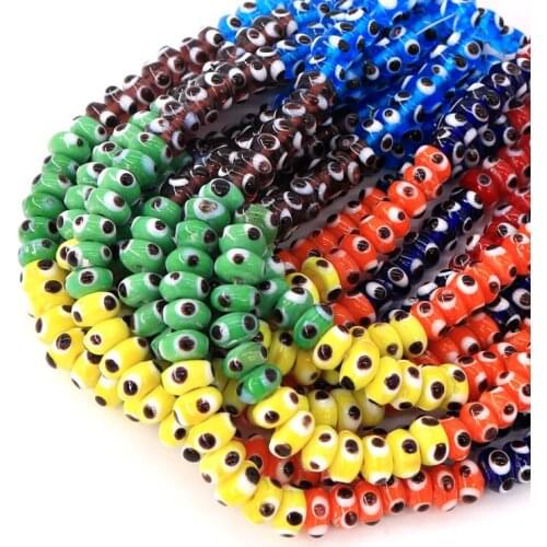 49pcs/lot 10mm Black White Dot Printed Millefiori Jewelry Beads 7 Colors Mixed Lampwork Loose Spacer Beads for Jewelry Making