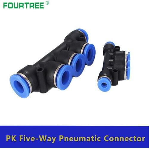 5Pcs Air Pneumatic Fitting 5 Way One Touch 8mm 10mm 6mm 4mm 12mm OD Hose Tube Push In Gas Quick Connector Joint