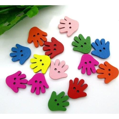 50Pcs Mixed Wood Hand Sewing Buttons For Kids Clothes Scrapbooking Decorative Wooden Botones Crafts Needlework DIY Accessories
