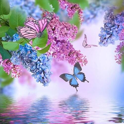 5D DIY Diamond Painting Flowers and Butterfly Water Diamond Painting Cross Stitch Rhinestone Mosaic diamond embroidery nature