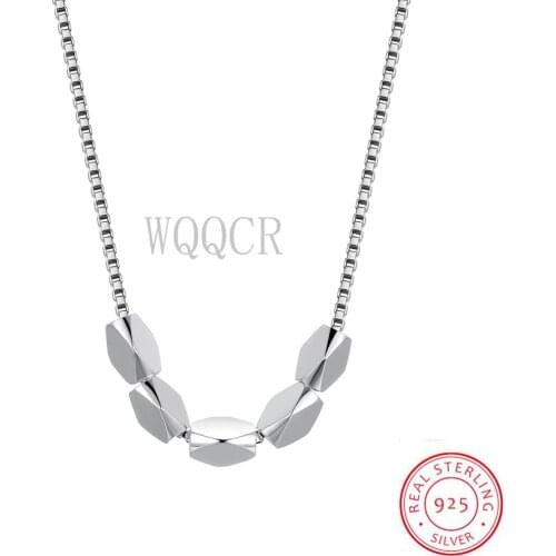 925 Sterling Silver Five Diamond Shape Sliding Pendant Necklace Ladies Fashion Shiny Clavicle Chain Jewelry