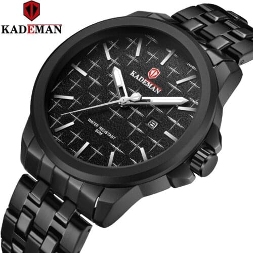New Business Men Watch Luxury TOP Brand KADEMAN Automatic Date Quartz Watch Waterproof Steel Wristwatch Sports Relogio Masculino